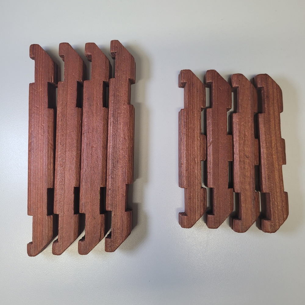 Vintage Lincoln Logs Wood Replacement Pieces Dark Brown Stain‎ 8 Count